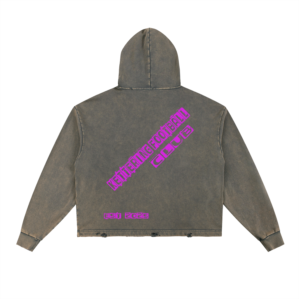 Vintage Washed Frayed-Hem Hoodie
